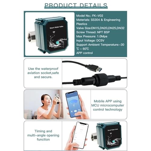 Vanne Connectée Zigbee Motorisée de Jardin en Acier Inox Télécommande Alexa AA26
