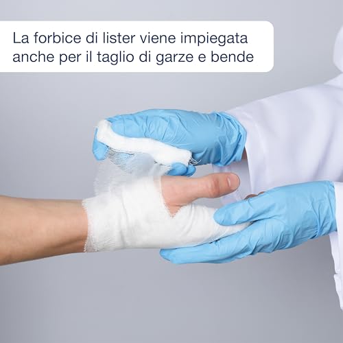 Gima - Lister-Verbandschere für Krankenpfleger, Spuren-Fantasie, aus rostfreiem Stahl, seidenglänzend und pulverbeschichtet, Länge 14 cm, zum professionellen Gebrauch