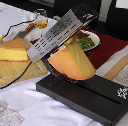 LITTLE BALANCE 8761 Savoyarde 1/4 muela Meuuuh…!, Rasqueta tradicional cuarto de muela, 4 personas, Portaqueso deslizante, Sin PFAS, antiadherente, 600 W, acero inoxidable/negro - imagen 3