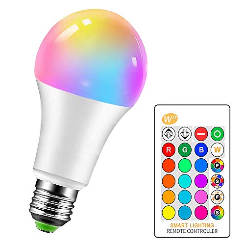 LemonBest Bombillas LED Colores RGBW Bombilla Regulable Cambio de Color E27 15W para Casa/Decoración/Bar/Fiesta/KTV - RGB Control remoto Incluido Cover
