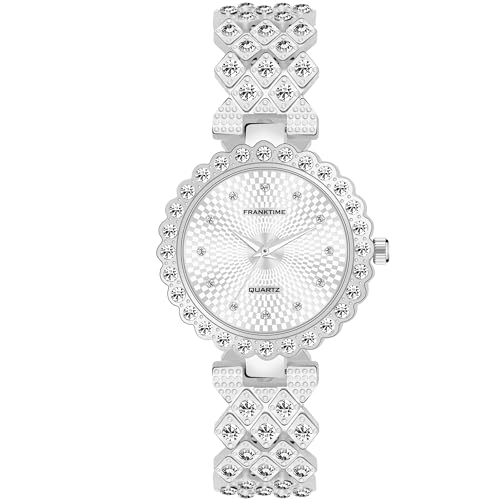 Franktime Ladies Special Edition Jewellery Series Silver Dial Womens Watch | Chain & Diamond Studded Dial Ladies Watch | Water Resistant Women’s Watches (B0CM5F1B7C) Amazon Price History, Amazon Price Tracker