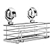 TESOT Suction Cup Shower Caddy, Shower Shelf Soap Dish with Hooks for Razor, Sponge, Rust Proof 304 Stainless Steel, Silver