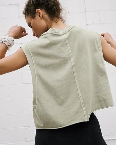 Image of HUGOOME Women Workout Tank Tops Oversized Crop Sleeveless Tee Loose Fit Boxy Basic Yoga Active Summer T Shirts Gym 2026