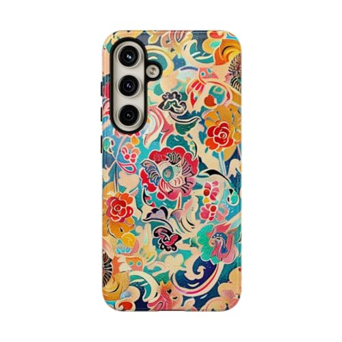 Coque résistante Samsung S24 Plus bleu brillant avec fleurs