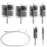 5 PCS Deshollinador de Chimeneas, Cepillos para Caldera, Incluye Cepillos de 30mm, 50mm, 80mm y 150mm para Chimeneas y Tuberías, para Limpiar Tuberías y Eliminar Óxido