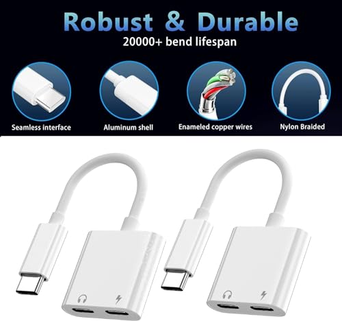Esbeecables 2-Pack Dual Usb C Headphone And Charger Adapter, Usb-C Audio + Charge Adapter,2-In-1 Type C Audio Adapter W/ Usbc 60W Pd Fast Charging For Iphone 15/16 Pro, Ipad Pro, Galaxy, Note, Google Pixel, Lg thumb #7