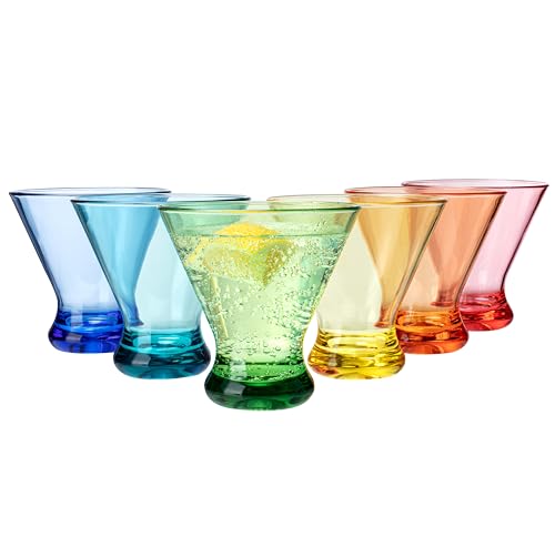 KOXIN-KARLU 9 oz Acrylic Stemless Martini Glasses Set of 6 Multicolor