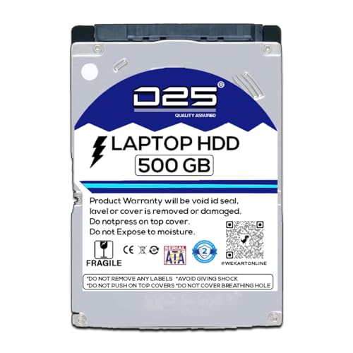 Image of D25 500GB Laptop Hard Drive 2.5inch, HDD SATA 6 Gb /s, ‎5400 RPM, High Speed Data Transferability with 2 Years Warranty