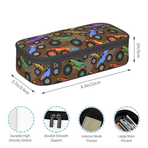 Image of Monster Cartoon Truck Pencil Case Big Capacity Storage Pencil Pouch Stationery Bags With Zipper Portable Pen Holder Box Organizer For Boys Kids Student College School Office Supplies
