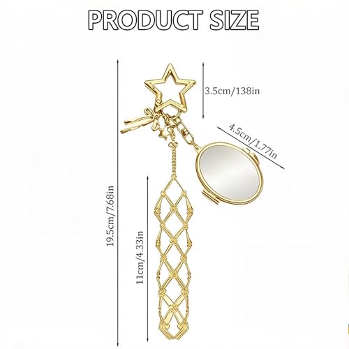 Image of Metal Lipstick Holder with Mirror Golden Round Clasp Portable Lipstick Organizer Case Makeup Lip Balm Holder Bag Charm Accessories Compact Travel Cosmetic Storage for Women (Lipstick Not Included)