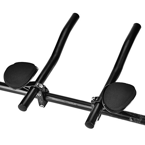 Bicycle Aero Bars, Aluminum Alloy Bike Armrest Handlebars Arm Rest Clip TT Handlebar for Triathlon Time Bicycle Cycling Aerobars Suitable for Mountain Bike and Road Bike