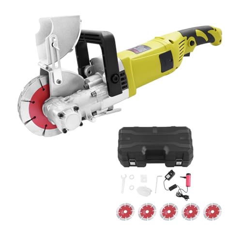 Wall Chaser with Dust Extractor 4000W Wall Groove Cutting Machine Electric Brick Concrete Slotting Machine Adjustable Cutting Depth & Width 5pcs Blades
