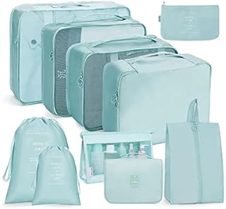 Yukung Packing Cubes for Suitcase, 10pcs Compression Packing Cubes, Clothes Socks Shoes Toiletries Organizer Bags, Luggage Storage Bags for Traveling, Business Trip (Blue)