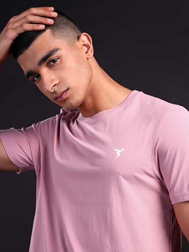 Image of TECHNOSPORT Men's Slim Fit Solid Crew Neck T-Shirt, Cotflex Quick Dry Wrinkle Resistant Polyester Sports Tee for Gym, Running, Training, Sports