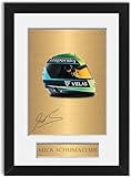 Autographe pré-imprimé Photo dédicacée encadrée de Mick Schumacher sur support A4 sur un casque de voiture 2022#2