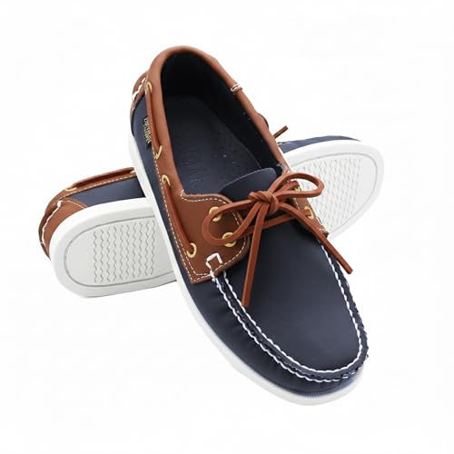 Zerimar Náutico para Hombre de Piel Genuina, Calzado Casual Elegante y Ligero para Uso Diario o Formal, Zapato Suave con Diseño Moderno y Resistente,Color azulmarino_Cuero, Talla 43
