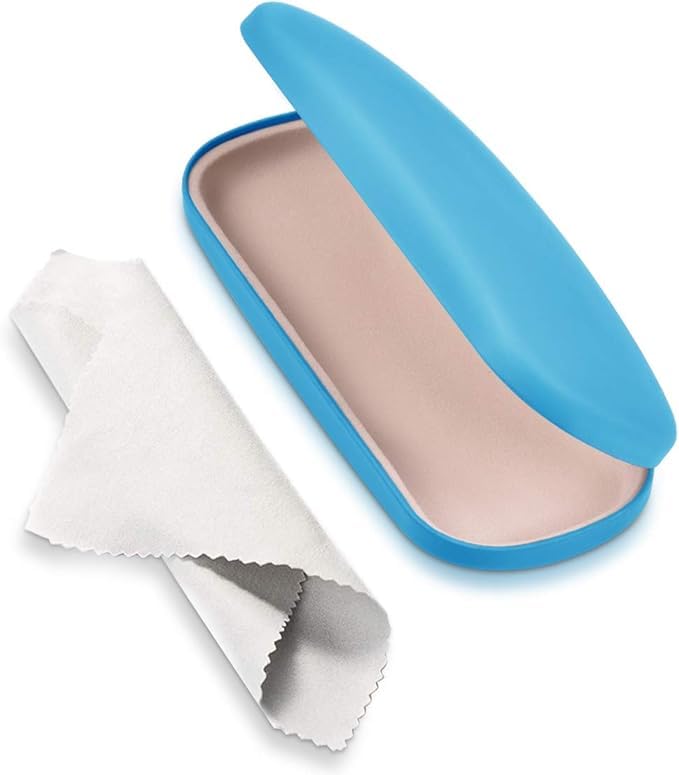 AkoaDa Neutrale universele brillenkoker - Hard etui - Geschikt voor kleine en middelgrote glazen (hemelsblauw), hemelsblauw, één maat, Hemelsblauw, Eén maat