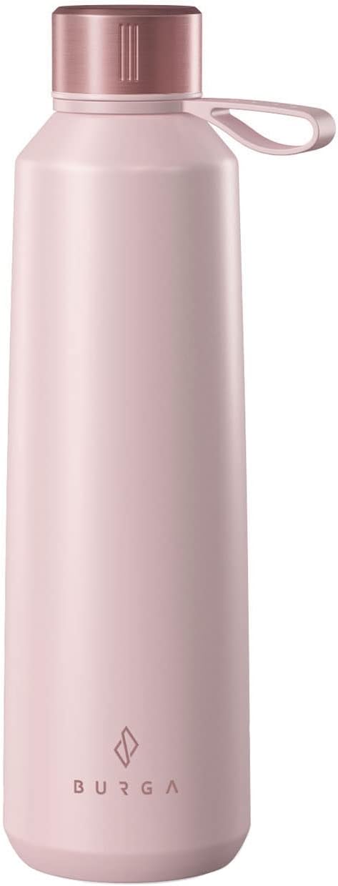BURGA Insulated Water Bottle (17oz) – Stylish Stainless Steel Water Bottles – Durable Metal Water Bottle Stays Hot or Cold – Anti-Slip, Leak-Proof Reusable Water Bottle – Blush Pink Water Bottle