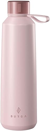 Miniatura 37 de BURGA Botella de agua aislada de acero inoxidable (17 onzas) mantiene las bebidas calientes o frías, a prueba de fugas, antideslizante, doble rosa