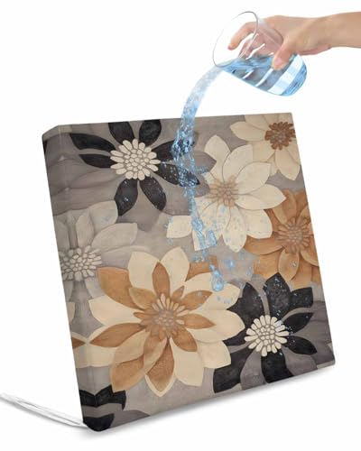 2 Pack Burnt Orange Grey Waterproof Cushion Covers with Ties, Outdoor Patio Chaise Lounge Chair Seat Cushion Slip Covers Replacement(Only Cover) Retro Spring Floral Botanical 22