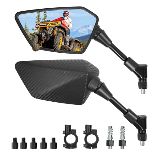 ATV Mirror, Multi-angle Side Rearview Mirrors for Bike Motorcycle ATV Scooter Cruiser with 8mm 10mm Bolt, 7/8" Handle Bar Mount Clamp Compatible with Suzuki Yamaha Honda Kawasaki Victory and More by Esploratori - Used condition - US$25.64