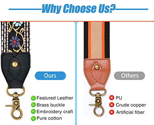 Image of Purse Strap Wide Shoulder Strap Replacement Crossbody Handbag Adjustable Embroidery Guitar Style Bag Strap