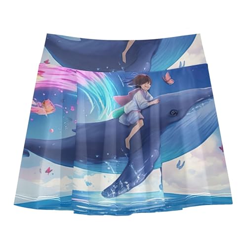Joisal Girls' Shorts Athletic Skorts Kids Tennis Skirts Personalized School Skirt Magical Scene Blue Whale 3t