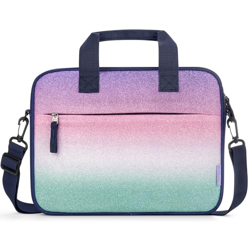 Choco Mocha Kids Tablet Sleeve Bag for Girls, 12.5 Inch Tablet Carrying Case for Fire 7 8 10 HD 8 10, iPad Bag for Kid, Chromebook,Kindle Kids Edition, Glitter Gradient Pink