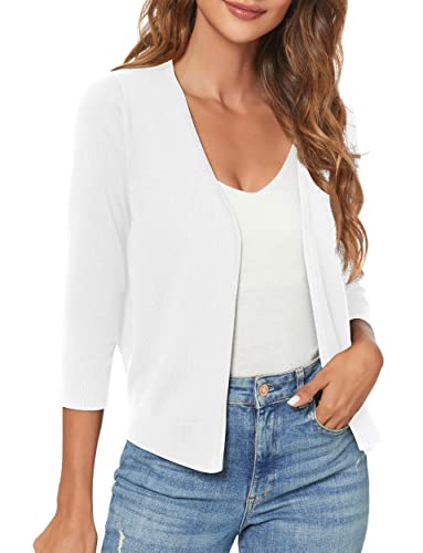 Urban CoCo Women's 3/4 Sleeve Shrugs Open Front Cropped Sweater Cardigan