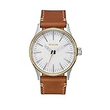 Ziffernblatt: Silber Nixon Unisex Erwachsene Digital Quarz Uhr mit Leder Armband A377-2548-00