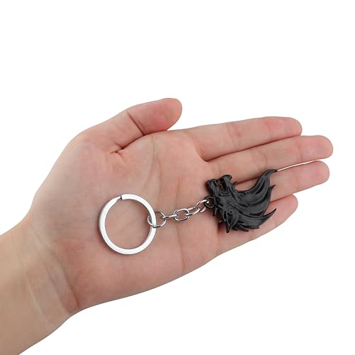 Image of Cool Wolf Head Car Decorations Badge Emblem Key chian 3D Nameplate Key Ring for Car Gift (Black Keychain)