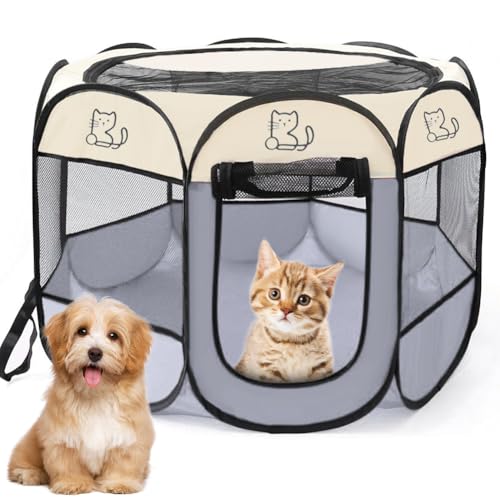 Recinto Cani da Interno, 74x74x43cm Recinto per Gatti, Box Pieghevole per Cane, Gabbia per Gatto Esterno, Box per Cucciolo Gattini Conigli
