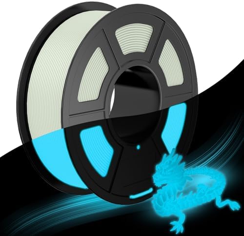 JAYO Glow in the Dark Filament PLA 1.75mm, Extrem hell Weiß Leuchtet Blau | PLA Leuchtet Filament 1.1 kg (100 g mehr als andere), ±0,02 mm Toleranz, für leuchtende Schilder & Deko