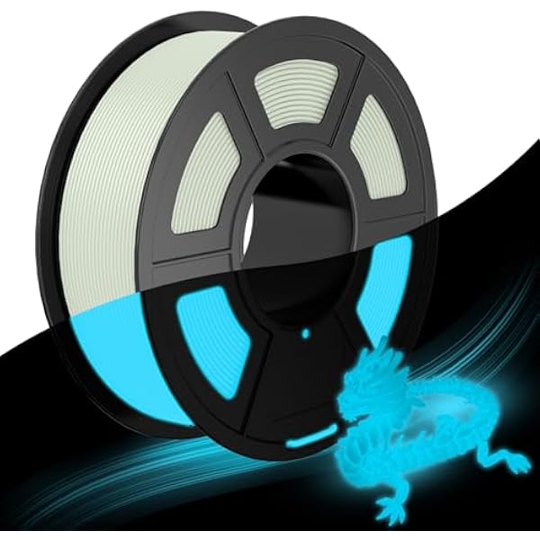 JAYO Glow in the Dark Filament PLA, 1,75 mm, filament PLA, który błyszczy w ciemności, 1,1 kg (100 g więcej), bardzo wysoka jasność, tolerancja ± 0,02 mm, biały świecący niebieski, do znaków i