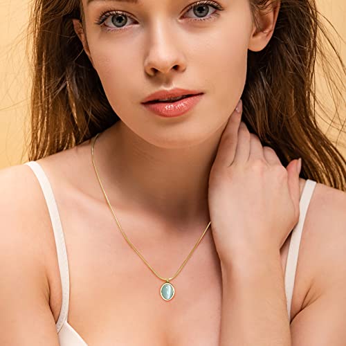 18K Gold Plated Green Stone Necklace With Snake Chain Ctystal Charm Necklaces Pendant Choker Necklaces For Women Trendy Fashion #TOP1