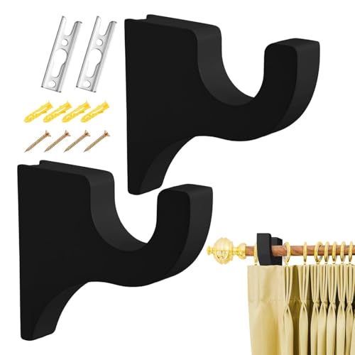 Soporte De Cortinas De Madera   Soporte Para En Paquete De 2, Hardware De Montaje En Ventana Y Pared, Soporte Con Material De Madera Robusto | Gancho De Cortina Para Instalación En Ca