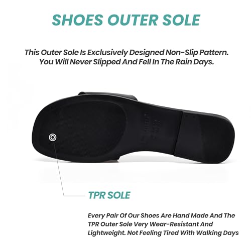 Image of NianEr Womens Microfiber Leather Memory Foam H Sandals Summer Shoes Slides | Flat, Comfortable, Slip On, Dressy, Dress, Beach, Vacation, Designer, Comfy, Casual, Bridal, Church, Boho, Office, Work