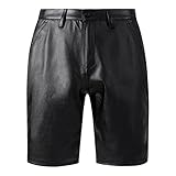 CHICTRY Herren Bermudas Shorts Wetlook Kurze Hose Ultrabequem Lack-Optik Pants Ledershorts Lederhose Schwarz X Schwarz 3XL