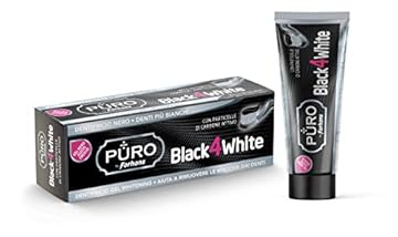 Forhans, Dentifricio Black4White, Dentifricio al Carbone Attivo in Gel, Azione Sbiancante Delicata, per Igiene Orale, Alito Fresco, con Silice Idrata e Fluoro, 75 ml