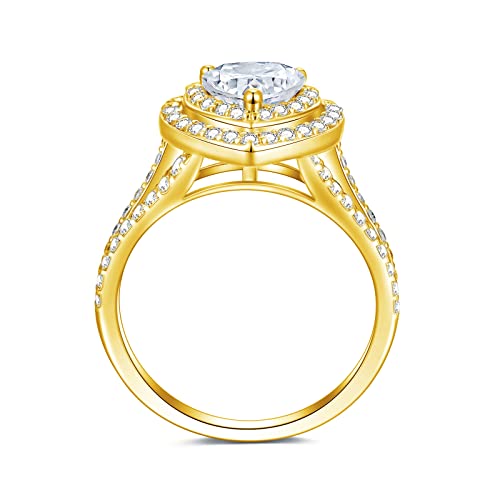 925 Sterling Silver 1.4 Carat (ctw) Heart-Cut Halo Moissanite Engagement Rings for Women, Customizable Sterling Silver, 10k gold, 14k gold, 18k gold2
