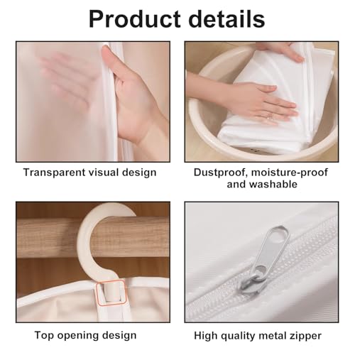 ROSYLEVE 5 Stück Kleidersack Transparente Anzug Lange 60X120 mit Reißverschluss Kleidersäcke Mottensicher Waschbarer Kleidersammler für Lange Kleider und Mäntel