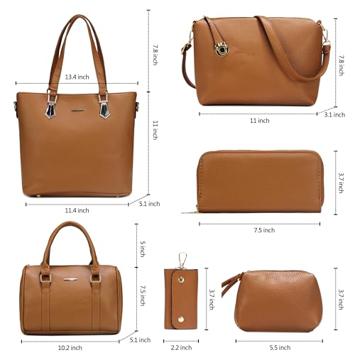 Image of OTMIPIML Purses and Handbags for Women Synthetic Leather Tote Crossbody Bags Satchel Purses Set 6pcs | Set