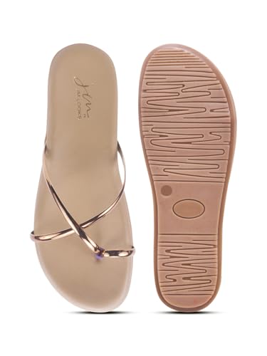 Image of JM LOOKS Women's Flat Sandals Toe Ring with Cross Strap Stylish Slip-On Flats | Comfortable Casual Sandals
