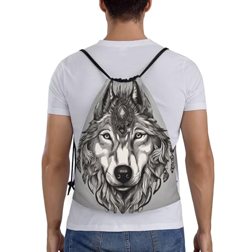 wolf motifs accessories03 print Drawstring Bag Sack Gym Bag Ditty Bag for Gym Traveling, Hiking, Yoga, Shopping for Adult2