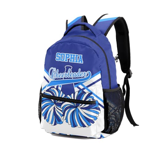 Cheer Cheerleader White Blue Personalized Backpack with Name Waterproof Bag for Birthday Holiday Gift for Travel Office Work2