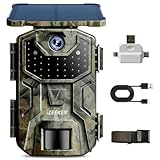 iZEEKER Solar Trail Camera 4K 30fps 48MP, Game Camera with Night Vision Motion Activated, 2600mAh Battery, No WiFi, IP66 Waterproof with SD Card Reader Compatible with Smartphones Computers