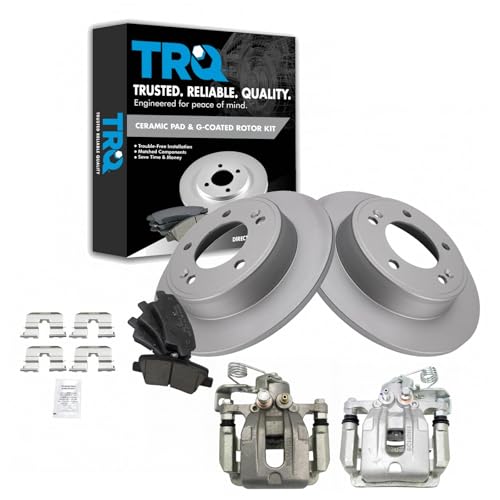 Image of TRQ Rear Brake Pad and Rotor Set Ceramic Coated Rotors Calipers | For 2011-2016 Hyundai Elantra 2013-2014 Elantra Coupe