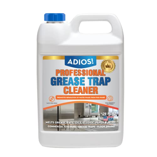 Comparison: Best Drain Cleaner For Grease 7 Adios! Professional Grease Trap Cleaner for FOG – Cleans Fats, Oils & Grease from Drains Pipes, Safe Enzyme Based Formula for Preventative Maintenance