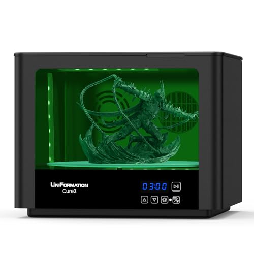 UNIFORMATION Cure3 Curing Machine 10.3-inche 405nm UV Resin Curing Station D282 x H162 mm with 360° Turntable Curing Box for GK3 Pro GK3 and Other Resin 3D Printers