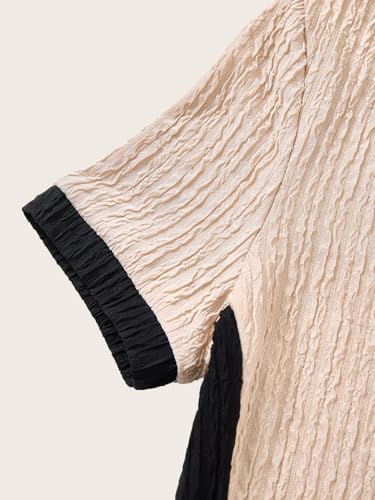 Women's Summer Color Block Midi Dress Elegant Collar V Neck Bodycon Work Office Dresses4